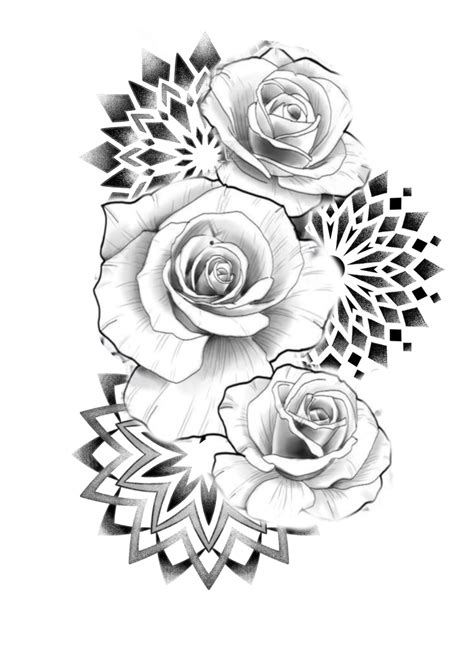Rose Mandala Tattoo Drawing