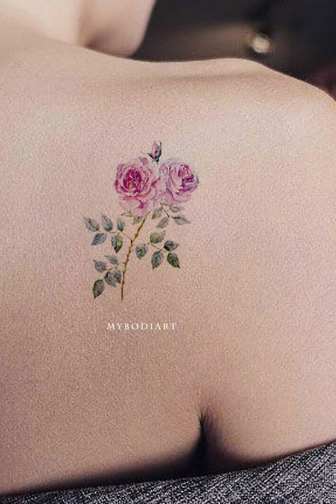 Ryoko Small Watercolor Wild Flower Rose Temporary Tattoo Small Flower Ryoko Small Watercolor Wild Flower Rose Temporary Tattoo Small Flower
