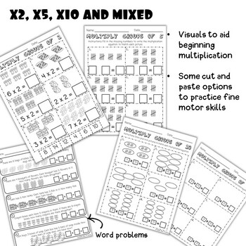 Simple Multiplication Worksheets With Pictures Skip Counting By 2 5 And 10 Made By Teachers