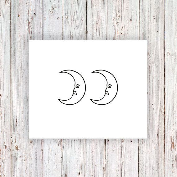 Small Moon Face Temporary Tattoos Boho Festival Gift