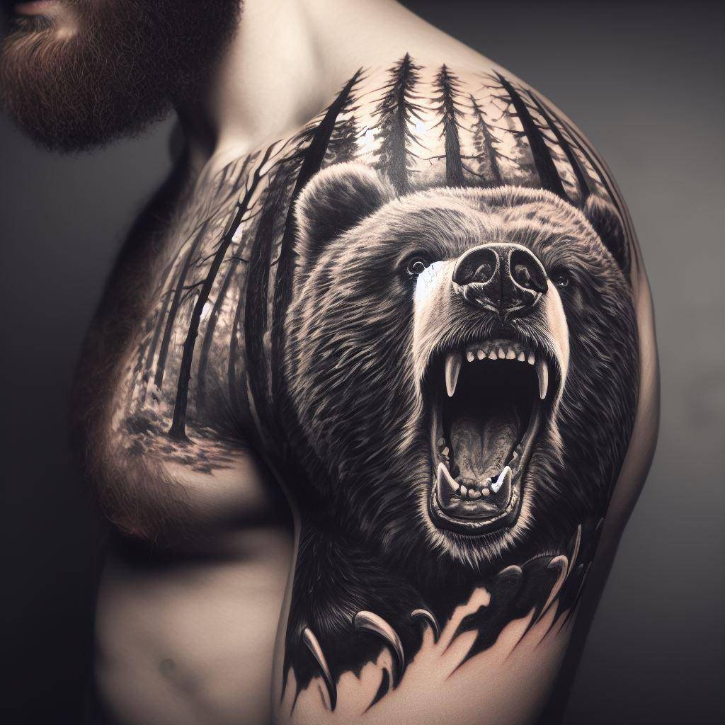 Standing Grizzly Bear Tattoo