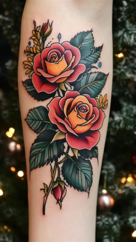 Stunning 2 Roses Tattoo Design Ideas