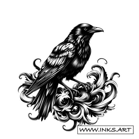 Tattoo Design Crow And Venom Stomach Art Style Blackwork