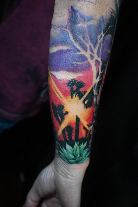 Tattoo Uploaded By Penguin Joshua Tree Sunset Color Nature Tattoo