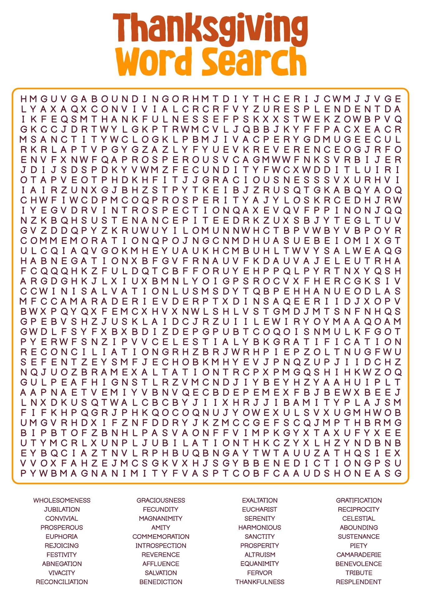Beginner Guide: Thanksgiving Word Search Answers: Challenging