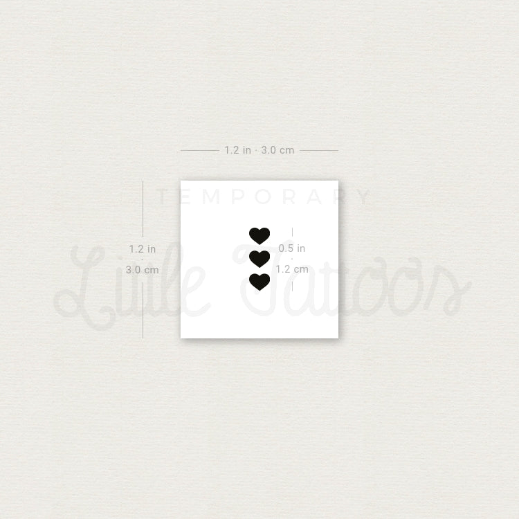 Three Tiny Black Hearts Temporary Tattoo Set Of 3 Little Tattoos Three Tiny Black Hearts Temporary Tattoo Set Of 3 Little Tattoos