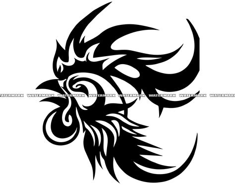 Tribal Fighting Rooster Tattoo