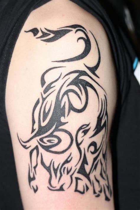 Tribal Taurus Tattoo Pic On Arm