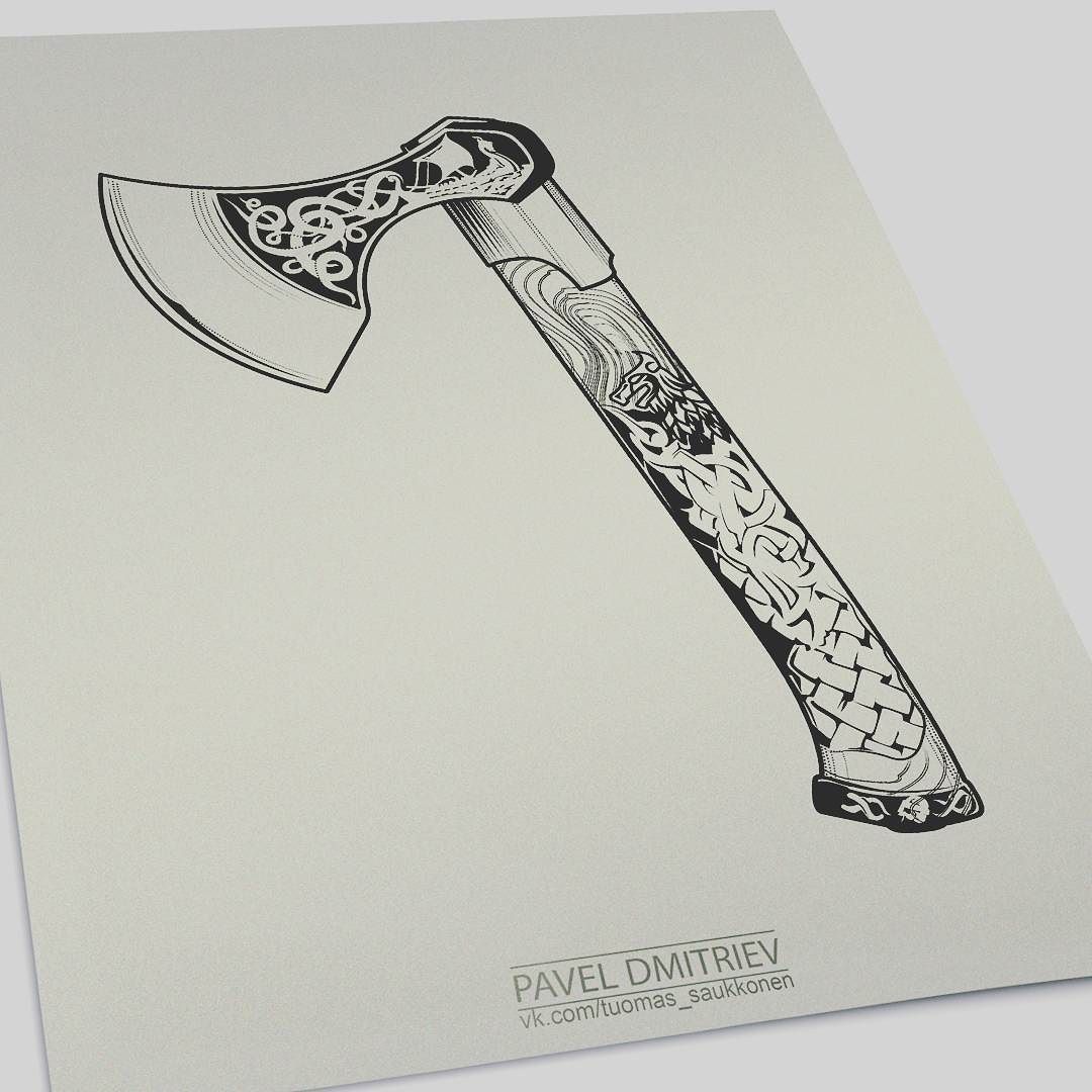From Norse Draft To Mini Masterpiece: Viking Axe Drawing Small ...