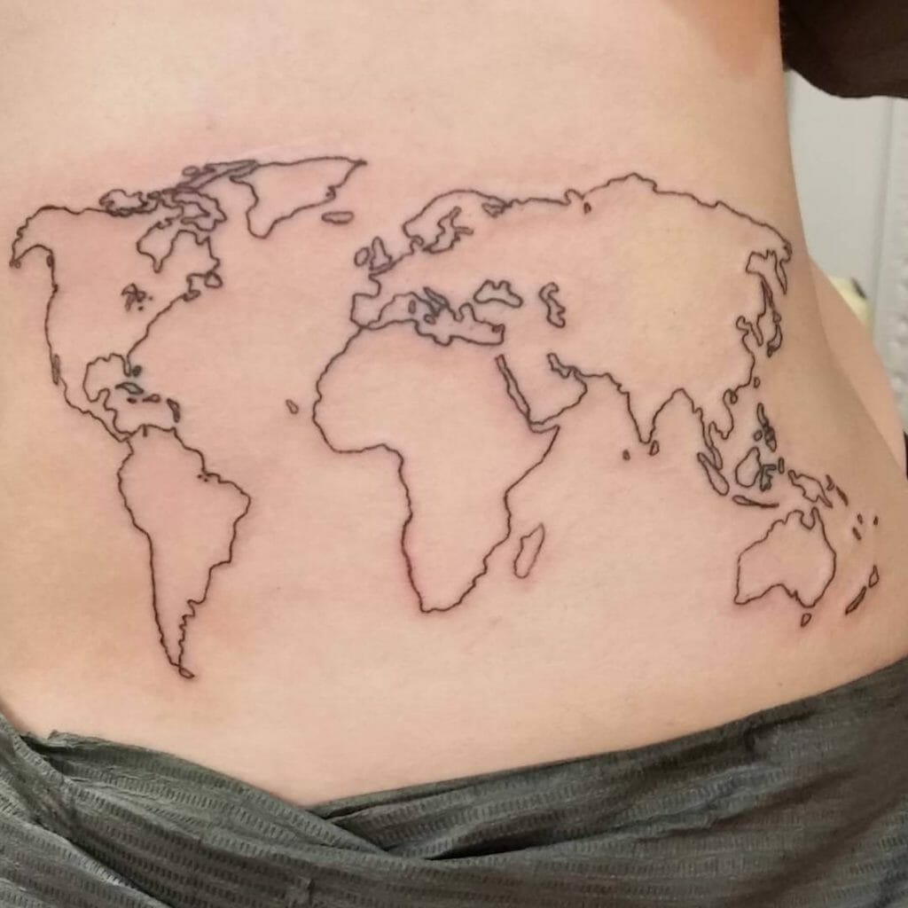 World Map Outline Tattoos