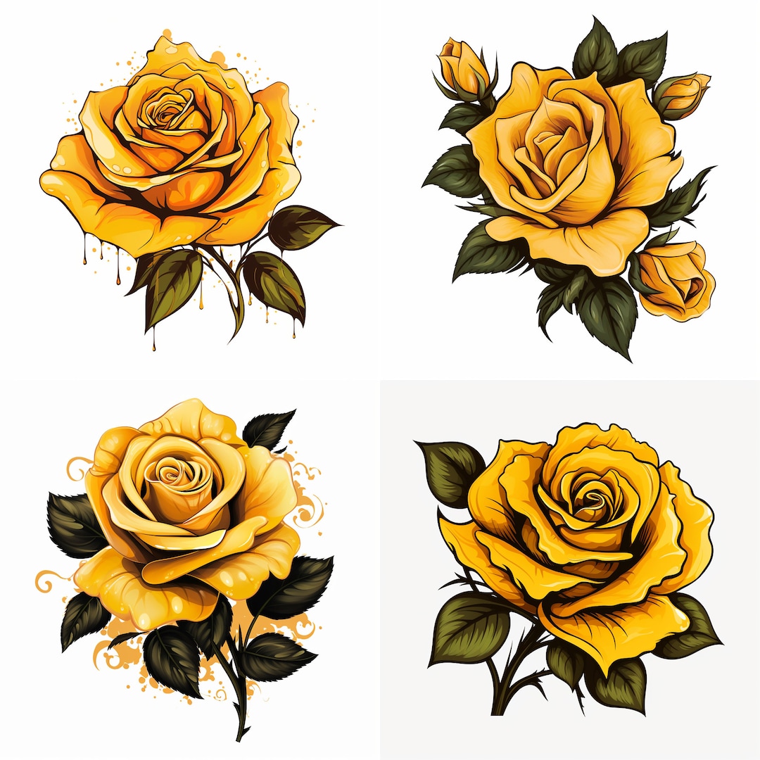 Yellow Rose Tattoo Designs
